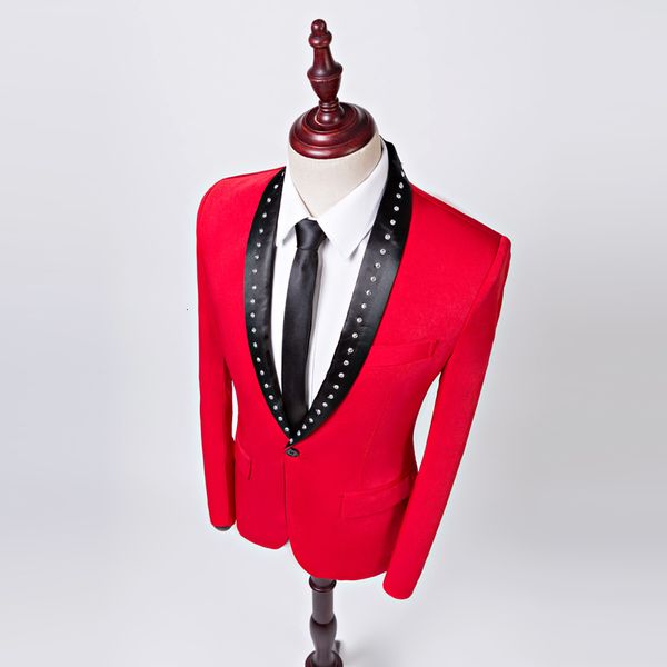 men's suits & blazers pyjtrl brand male blazer classic crystal design shawl red lapel suit groom homme bol0, White;black
men's suits & blazers pyjtrl brand male blazer classic crystal design shawl red lapel suit groom homme bol0, White;black
