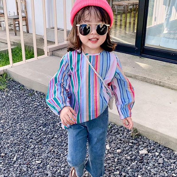 shirts 2021 girl all-matched long sleeve rainbow striped loose shirt top, White;black
shirts 2021 girl all-matched long sleeve rainbow striped loose shirt top, White;black