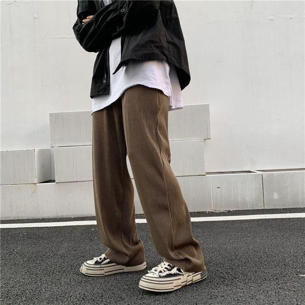 autumn korean pleated pants men's fashion solid color retro casual men streetwear wild loose straight trousers, Black
autumn korean pleated pants men's fashion solid color retro casual men streetwear wild loose straight trousers, Black