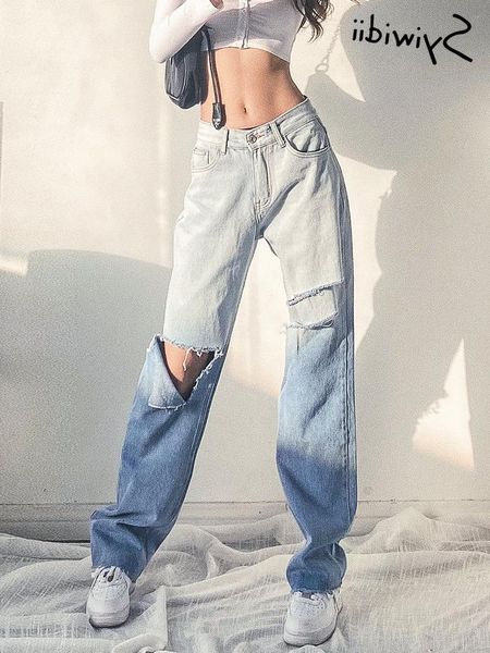 women's jeans high waisted syiwidii ripped for women denim pants full length straight panelled tassel vintage streetwear 2021 summer cu, Blue
women's jeans high waisted syiwidii ripped for women denim pants full length straight panelled tassel vintage streetwear 2021 summer cu, Blue