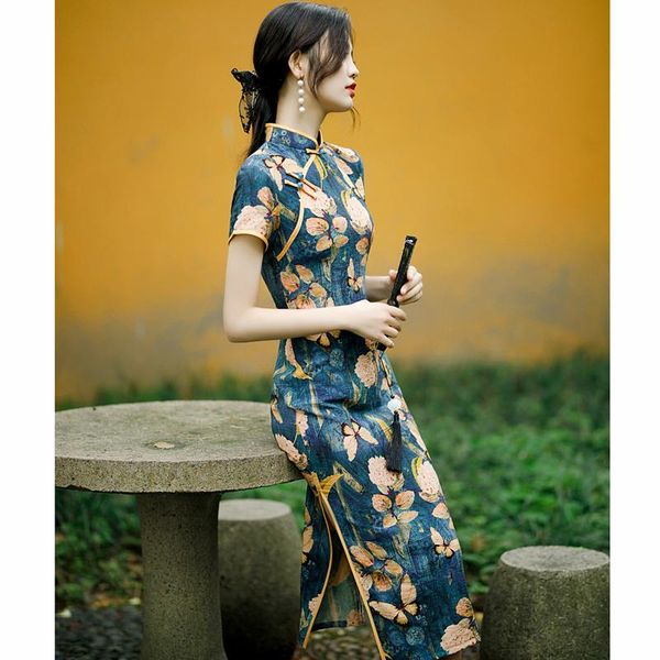 ethnic clothing vintage cheongsam summer fashion chinese elegant style butterfly floral printing slim thin dresses party qipao, Red
ethnic clothing vintage cheongsam summer fashion chinese elegant style butterfly floral printing slim thin dresses party qipao, Red