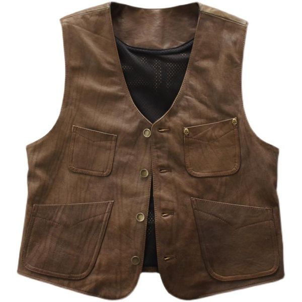 men's vests vintage biker leather vest men casual waistcoat brown genuine cowhide sleeveless jackets high quality, Black;white
men's vests vintage biker leather vest men casual waistcoat brown genuine cowhide sleeveless jackets high quality, Black;white