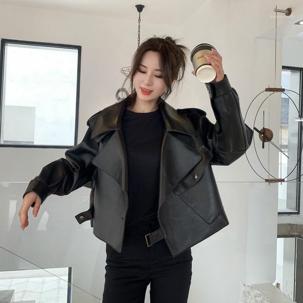 star same leather motorcycle jacket women's short loose zealand sheepskin spring & faux, Black
star same leather motorcycle jacket women's short loose zealand sheepskin spring & faux, Black