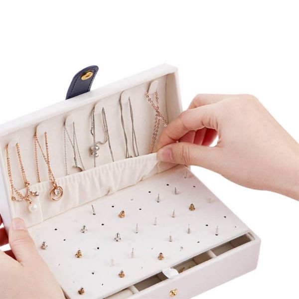 simple necklace earrings ring double layer multi-grid jewelry box portable pu multifunctional storage solid color cosmetic bags & cases
simple necklace earrings ring double layer multi-grid jewelry box portable pu multifunctional storage solid color cosmetic bags & cases