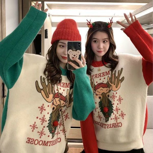 tees 2021 christmas elk crew neck pullover women's loose long sleeve color-blocking snowflake knitwear new autumn and winter, White
tees 2021 christmas elk crew neck pullover women's loose long sleeve color-blocking snowflake knitwear new autumn and winter, White