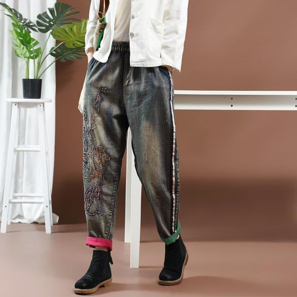 autumn winter jeans women loose retro casual denim pants 2021 ladies elastic waist patchwork pocket cuffs vintage trousers women's, Blue
autumn winter jeans women loose retro casual denim pants 2021 ladies elastic waist patchwork pocket cuffs vintage trousers women's, Blue