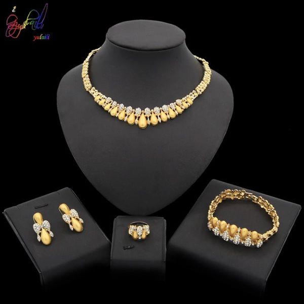 earrings & necklace yulaili trendy gold color crystal water drop shape bracelet ring for women engagement jewelry sets wholesale, Silver
earrings & necklace yulaili trendy gold color crystal water drop shape bracelet ring for women engagement jewelry sets wholesale, Silver