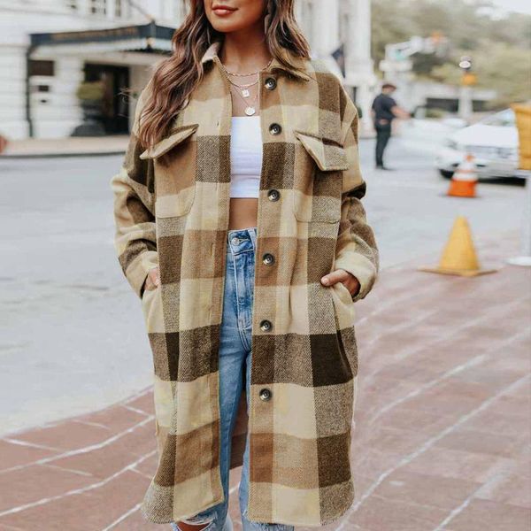 women's jackets autunm casual outwear plaid prints long sleeve pockets lapel cardigan single breasted thin shirt, Black;brown
women's jackets autunm casual outwear plaid prints long sleeve pockets lapel cardigan single breasted thin shirt, Black;brown