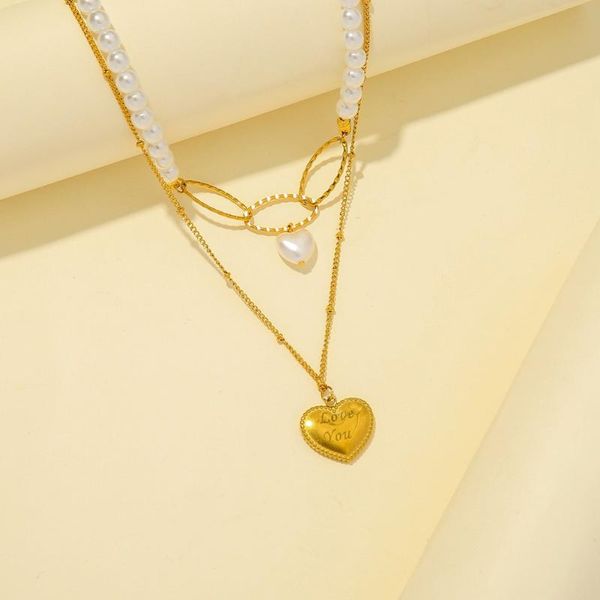 chains meyrroyu stainless steel 2 layer gold color heart necklace for women pearl chain choker 2021 trend fashion party pendant jewelry, Silver
chains meyrroyu stainless steel 2 layer gold color heart necklace for women pearl chain choker 2021 trend fashion party pendant jewelry, Silver