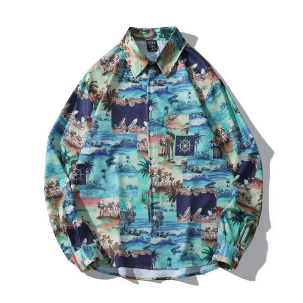 tropical coconut print hawaii autumn loose men's long sve harajuku popular hip hop shirt, White;black
tropical coconut print hawaii autumn loose men's long sve harajuku popular hip hop shirt, White;black
