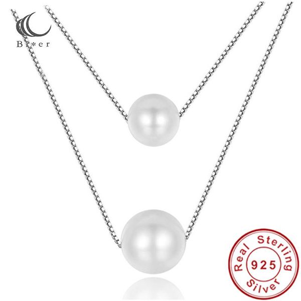 pendant necklaces natural pearl double layer box chain necklace for birthday wedding valentine's day gift 40+5cm, Silver
pendant necklaces natural pearl double layer box chain necklace for birthday wedding valentine's day gift 40+5cm, Silver