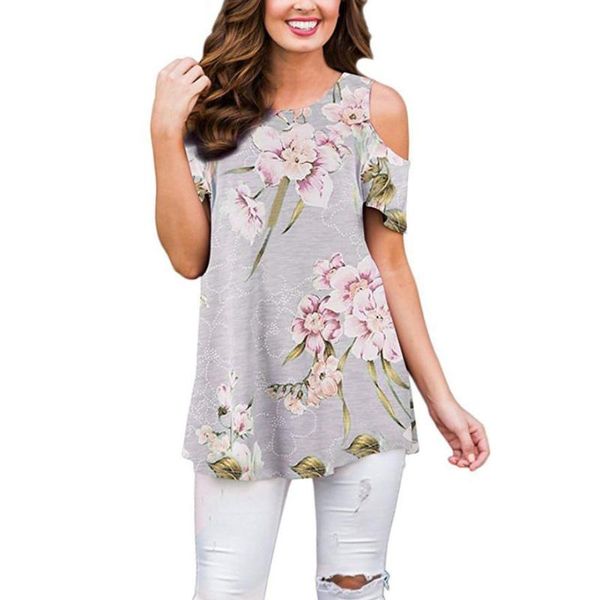 feitong women blouse summer nice o-neck cold shoulder short sleeve regular lenght polyester floral casual women's blouses & shirts, White
feitong women blouse summer nice o-neck cold shoulder short sleeve regular lenght polyester floral casual women's blouses & shirts, White