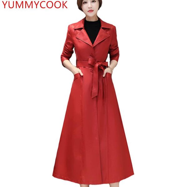 women's leather & faux autumn winter fashion long over knee single-breasted windbreaker coat female slim large size solid color lapel a, Black
women's leather & faux autumn winter fashion long over knee single-breasted windbreaker coat female slim large size solid color lapel a, Black