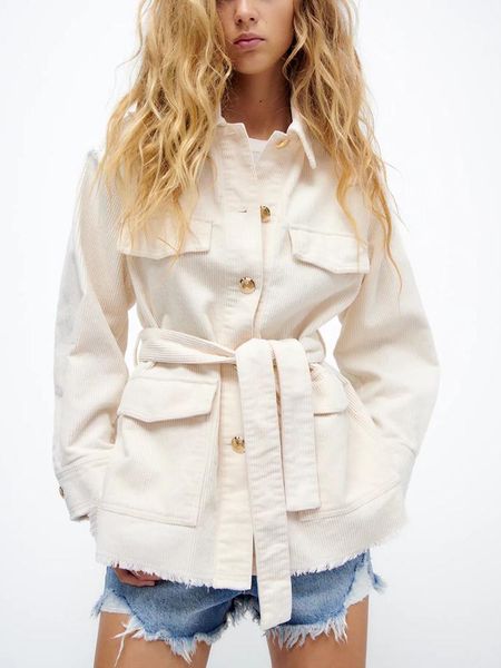 women's jackets hwlzltzht loose belted corduroy jacket 2021 long sleeve frayed hem vintage overshirt woman chic button up autumn casual, Black;brown
women's jackets hwlzltzht loose belted corduroy jacket 2021 long sleeve frayed hem vintage overshirt woman chic button up autumn casual, Black;brown