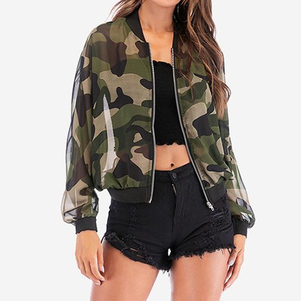 women's jackets women fashion camouflage thin stand collar zipper long sleeve mesh baseball uniform jacket, Black;brown
women's jackets women fashion camouflage thin stand collar zipper long sleeve mesh baseball uniform jacket, Black;brown