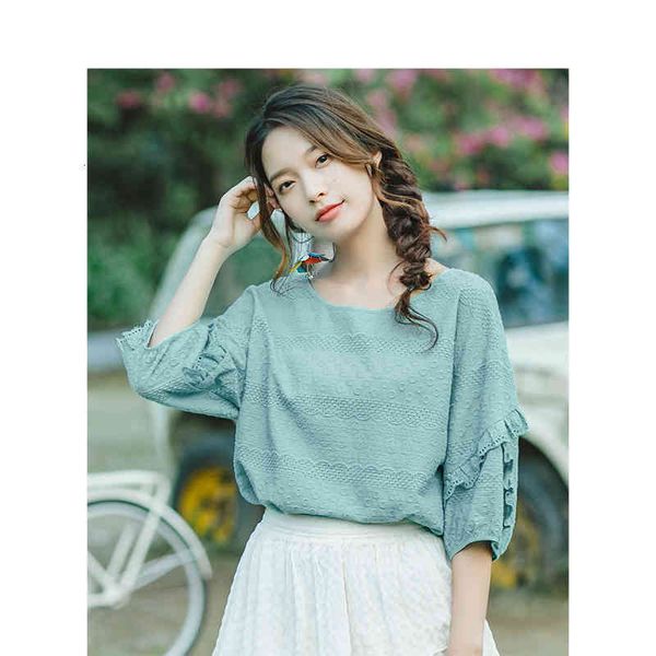 blouses summer o-neck literary embroidery loose casual all matched half sleeves women shirt 7s8r, White
blouses summer o-neck literary embroidery loose casual all matched half sleeves women shirt 7s8r, White