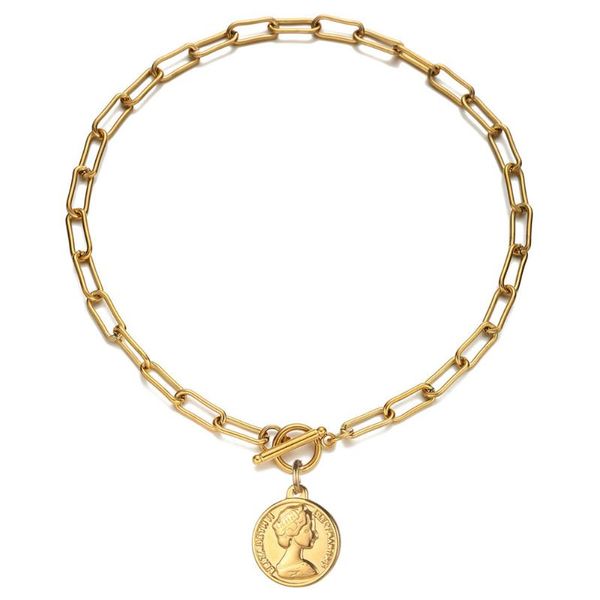 pendant necklaces 100% stainless steel queen elizabeth coin necklace for women medal toggle chain vintage gold/sliver color, Silver
pendant necklaces 100% stainless steel queen elizabeth coin necklace for women medal toggle chain vintage gold/sliver color, Silver