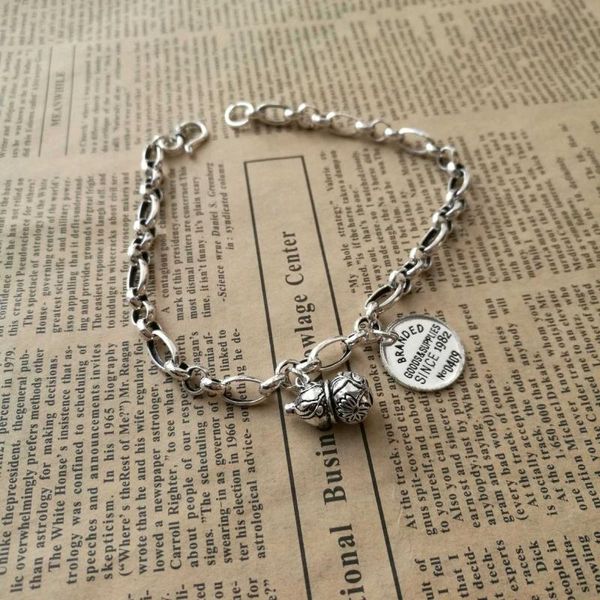 link, chain livvy thai silver color round letter gourd pendant bracelet for man and woman vintage fashion temperament jewelry, Black
link, chain livvy thai silver color round letter gourd pendant bracelet for man and woman vintage fashion temperament jewelry, Black