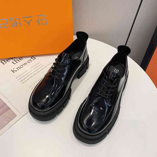 muffin thick soled small leather shoes women's new single shoes versatile british round head lace up bright leather women's shoes, Black
muffin thick soled small leather shoes women's new single shoes versatile british round head lace up bright leather women's shoes, Black