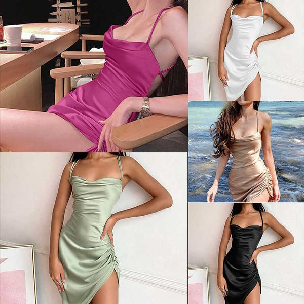 eur slim asymmetrical dresses for women slash neck straps summer dress shirring mini robe femme with backless vestidos 210528, Black;gray
eur slim asymmetrical dresses for women slash neck straps summer dress shirring mini robe femme with backless vestidos 210528, Black;gray