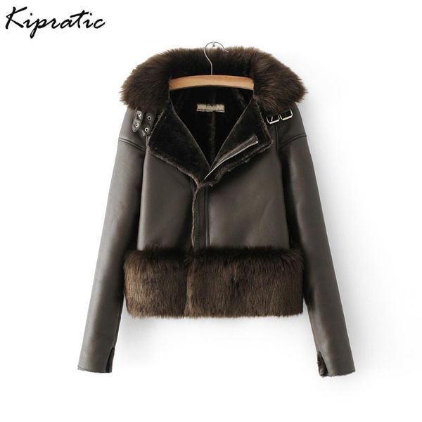 women's leather & faux autumn winter pu women jacket female fashion lambs wool fur warm moto biker coat outwear, Black
women's leather & faux autumn winter pu women jacket female fashion lambs wool fur warm moto biker coat outwear, Black