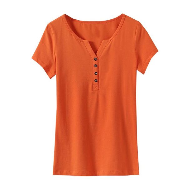 women's t-shirt 2021 summer fashion casual slim v-neck short-sleeved button small shirt solid color cotton top, White
women's t-shirt 2021 summer fashion casual slim v-neck short-sleeved button small shirt solid color cotton top, White