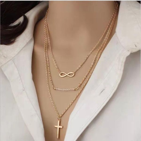 chains 2021 style exaggerated fashion temperament multi-layer figure 8 clavicle chain cross pendant rice bead wild necklace female, Silver
chains 2021 style exaggerated fashion temperament multi-layer figure 8 clavicle chain cross pendant rice bead wild necklace female, Silver