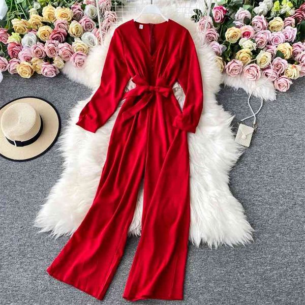 spring autumn women's jumpsuit korean style the v-neck solid color lace-up waist slim drape female playsuits ll851 210506, Black;white
spring autumn women's jumpsuit korean style the v-neck solid color lace-up waist slim drape female playsuits ll851 210506, Black;white