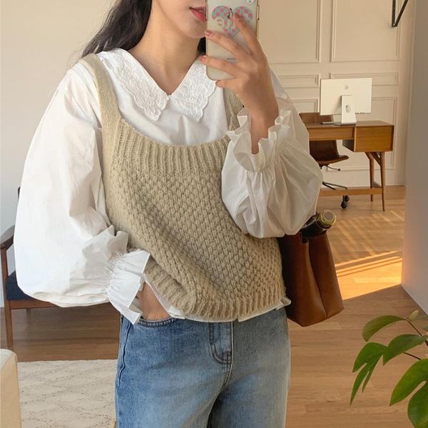women's vests korean sweater vest women back lace up hollowed out wool in early spring knitted blouse, Black;white
women's vests korean sweater vest women back lace up hollowed out wool in early spring knitted blouse, Black;white