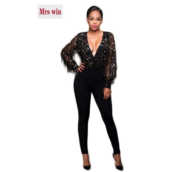 women's jumpsuits & rompers fashion deep v-neck long sleeve tassel spangle jumpsuit 2021 perspective gauze tights black club party, Black;white
women's jumpsuits & rompers fashion deep v-neck long sleeve tassel spangle jumpsuit 2021 perspective gauze tights black club party, Black;white