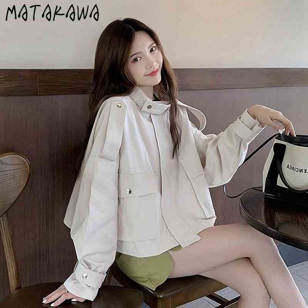 matakawa street style trench coat for women spring all-match tooling jacket women fashion short windbreaker 210513, Tan;black
matakawa street style trench coat for women spring all-match tooling jacket women fashion short windbreaker 210513, Tan;black