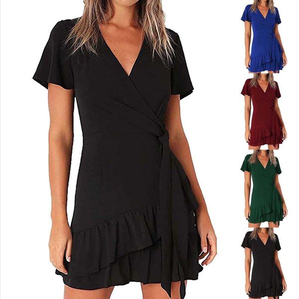 skirts womens ruffles dress bandeau holiday short sleeve ladies summer solid v-neack sundress robe vestidos, Black
skirts womens ruffles dress bandeau holiday short sleeve ladies summer solid v-neack sundress robe vestidos, Black