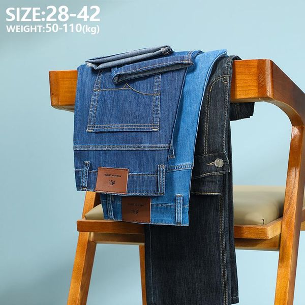 summer thin men's jeans cotton loose straight business casual pants classic brand trousers male large size 28-40 42, Blue
summer thin men's jeans cotton loose straight business casual pants classic brand trousers male large size 28-40 42, Blue