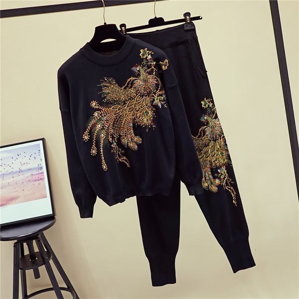 pant black knitted tracksuit women outfits autumn fashion beading embroidery sweater long pencil pants set loose knit suit female 2pc, White
pant black knitted tracksuit women outfits autumn fashion beading embroidery sweater long pencil pants set loose knit suit female 2pc, White