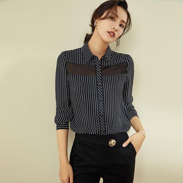 women's knits & tees shirt design sense niche 2021 spring and autumn vintage stripe loose western style chiffon long sleeve, White
women's knits & tees shirt design sense niche 2021 spring and autumn vintage stripe loose western style chiffon long sleeve, White
