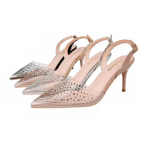 sandals fashion casual pointed toe high heels transparent rhinestone women shoes, Black
sandals fashion casual pointed toe high heels transparent rhinestone women shoes, Black
