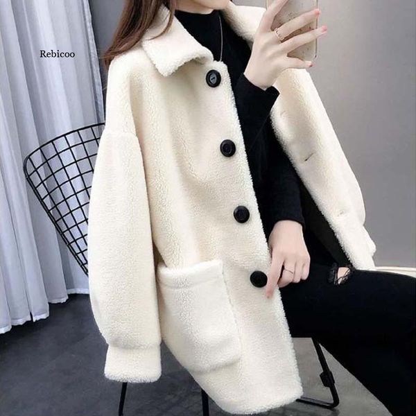 women's fur & faux lamb wool coat female winter mink velvet women jacket elegant loose granular fleece teddy cardigan overcoat, Black
women's fur & faux lamb wool coat female winter mink velvet women jacket elegant loose granular fleece teddy cardigan overcoat, Black