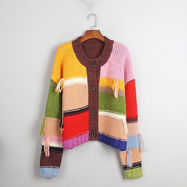 knits block oversized cardigan rainbow striped cute sweater jacket autumn winter retro tassel knitted cardigans, White
knits block oversized cardigan rainbow striped cute sweater jacket autumn winter retro tassel knitted cardigans, White