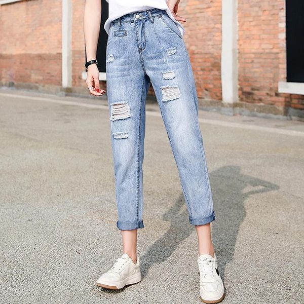 women's jeans spring summer korean boyfriend women fashion basic hole straight high waist ropa mujer cotton ninth loose pants b05015, Blue
women's jeans spring summer korean boyfriend women fashion basic hole straight high waist ropa mujer cotton ninth loose pants b05015, Blue