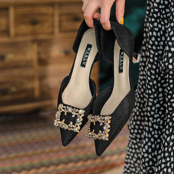 luxury dress shoes pointed high thin s 2021 middle square buckle wedding hollow cat low heel women's sho, Black
luxury dress shoes pointed high thin s 2021 middle square buckle wedding hollow cat low heel women's sho, Black