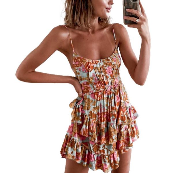 women's swimwear women dress 2021 summer ladies spaghetti strap sleeveless layered ruffle mini floral print casual bohemian dresses fem, White;black
women's swimwear women dress 2021 summer ladies spaghetti strap sleeveless layered ruffle mini floral print casual bohemian dresses fem, White;black