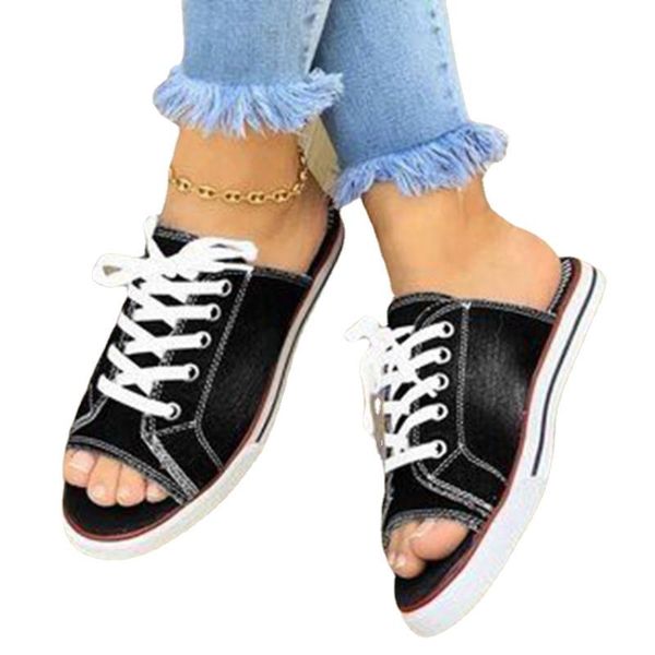 slippers 2021 summer canvas women's sandals one-word flat-heeled denim shoes, Black
slippers 2021 summer canvas women's sandals one-word flat-heeled denim shoes, Black