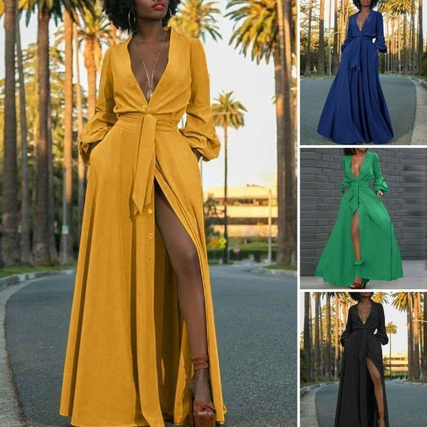 casual dresses bohemian high split dress women's spring sundress zanzea 2021 puff sleeve maxi vestido female v neck shirt robe, Black;gray
casual dresses bohemian high split dress women's spring sundress zanzea 2021 puff sleeve maxi vestido female v neck shirt robe, Black;gray