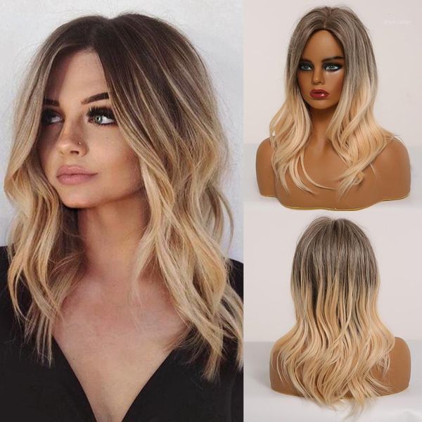 medium length ombre blonde synthetic wigs for women natural wavy hairstyle trendy heat resistant daily cosplay wig1, Black
medium length ombre blonde synthetic wigs for women natural wavy hairstyle trendy heat resistant daily cosplay wig1, Black