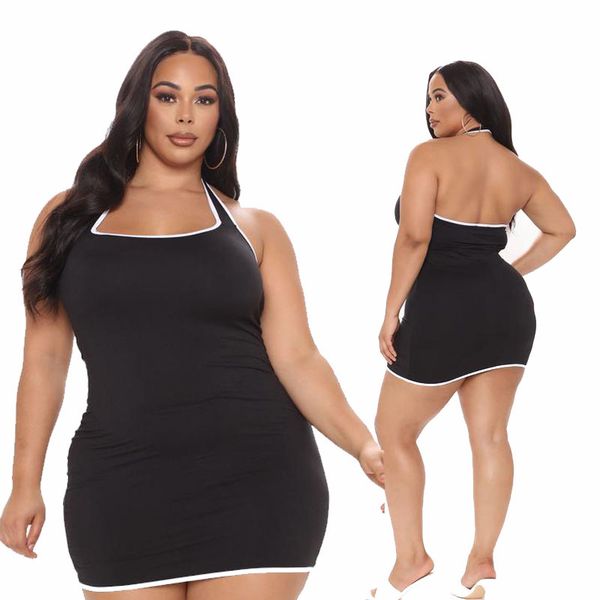 plus size dresses summer european and american code female skirt hanging neck backless slim body wrap camisole dress, Black
plus size dresses summer european and american code female skirt hanging neck backless slim body wrap camisole dress, Black