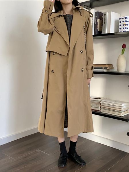 women's trench coats windbreaker spring and autumn thin 2021 early coat loose medium long small temperament work, Tan;black
women's trench coats windbreaker spring and autumn thin 2021 early coat loose medium long small temperament work, Tan;black