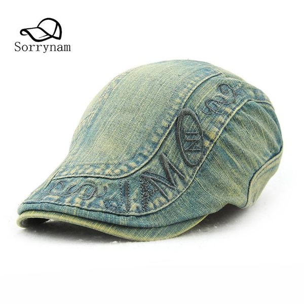 berets style men's beret adjustable boina masculina flat cap vintage denim hat embroidery western caps for women gorras, Blue;gray
berets style men's beret adjustable boina masculina flat cap vintage denim hat embroidery western caps for women gorras, Blue;gray