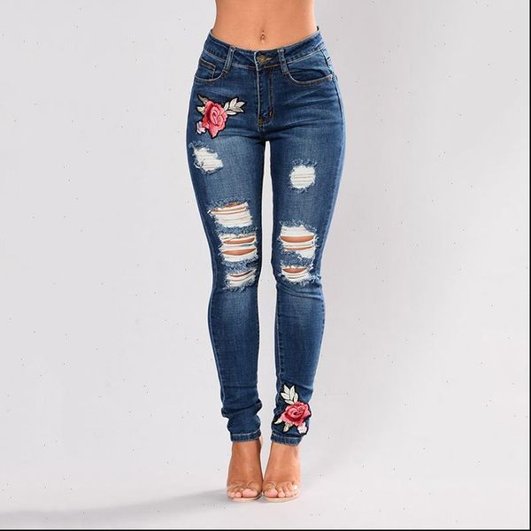 stretch embroidered women jeans for elastic flower female slim denim pants hole ripped rose pattern pantalon femme, Blue
stretch embroidered women jeans for elastic flower female slim denim pants hole ripped rose pattern pantalon femme, Blue