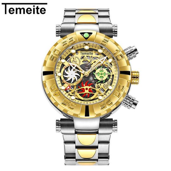wristwatches 1963 chronograph quartz multi-function display personality sports men watch punk tough guy star male wristwatch, Slivery;brown
wristwatches 1963 chronograph quartz multi-function display personality sports men watch punk tough guy star male wristwatch, Slivery;brown