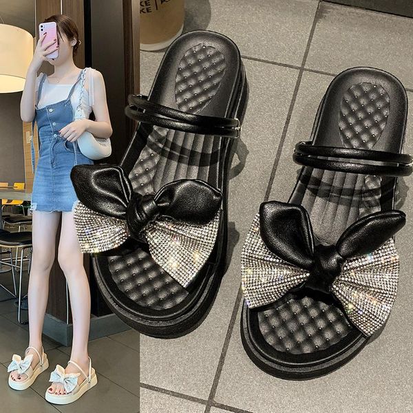 slippers summer soft bottom fairy wind bowknot rhinestone thick beach outdoor fashion all-match sandals and, Black
slippers summer soft bottom fairy wind bowknot rhinestone thick beach outdoor fashion all-match sandals and, Black